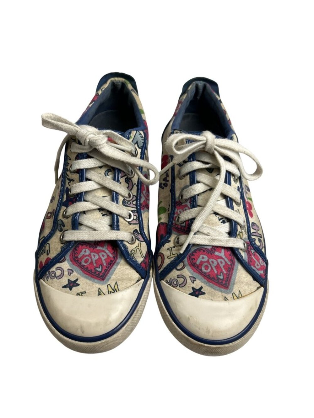 Coach Poppy Sneakers Graffiti Print Low Top Lace Up Casual Shoes 9.5B - Picture 2 of 12
